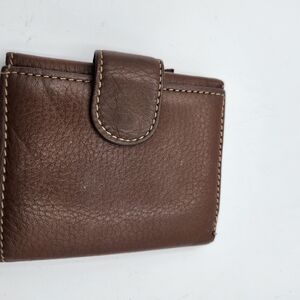 Brown Leather Tru Fold Snap Clouser  w/coin Zip Wallet